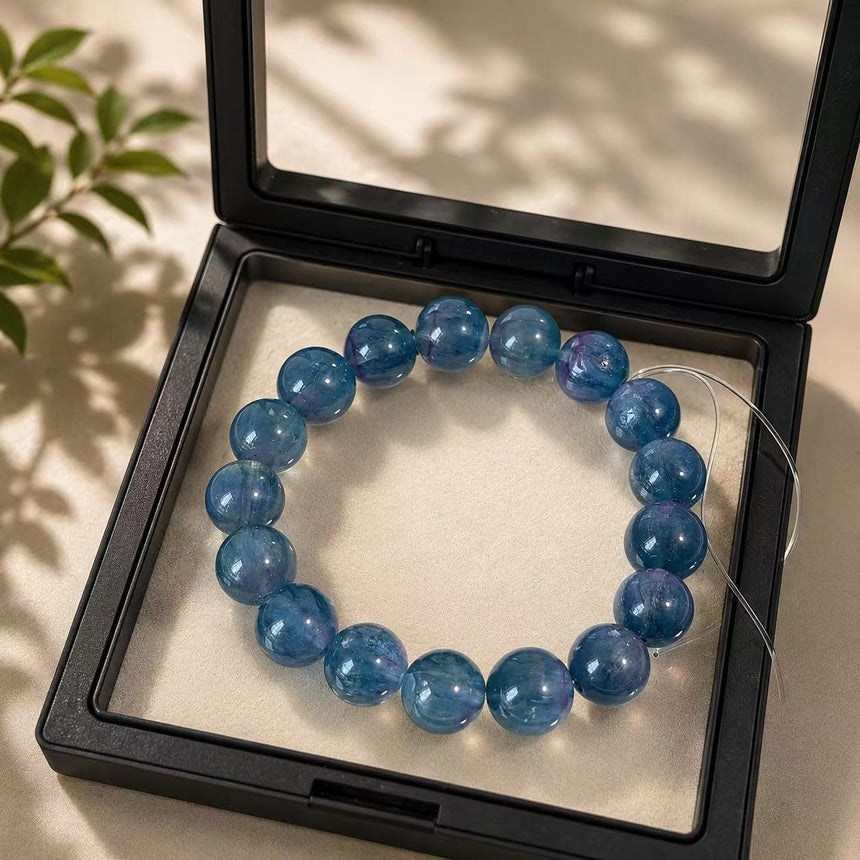 Natural Blue Apatite Crystal Beaded Bracelet