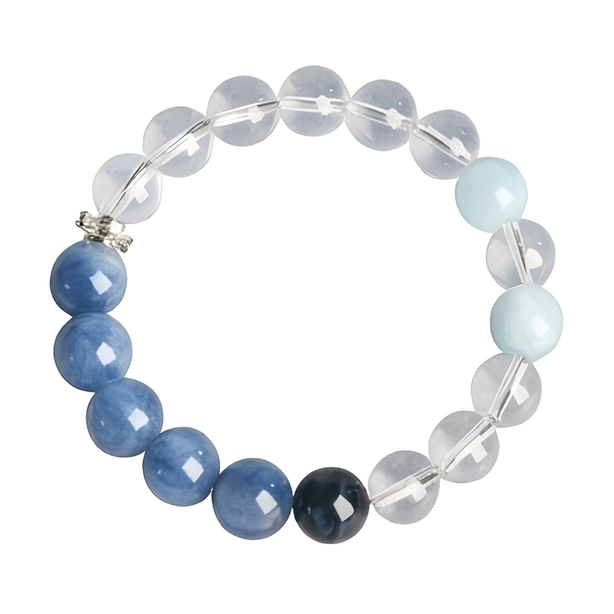 Natural Blue Mixed Gemstone Genuine Beaded Crystal Bracelet