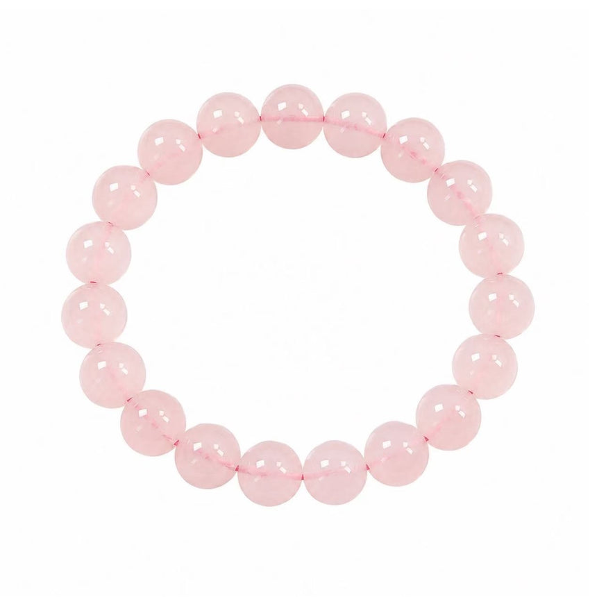 Natural Rose Quartz Genuine Pink Crystal Beaded Bracelet