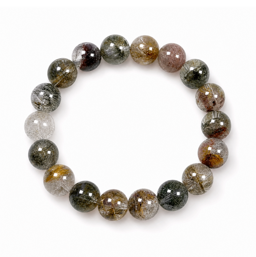 Natural Quartz Crystal Genuine Lodolite Gemstone Bracelet