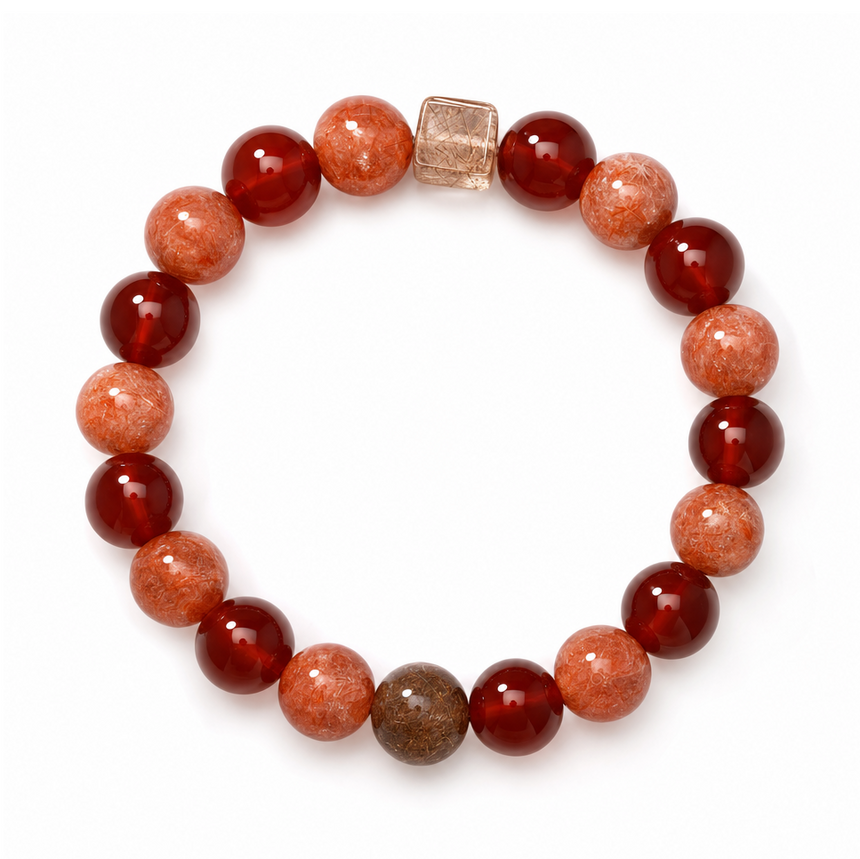 Natural Red Crystal Handmade Beaded Bracelet