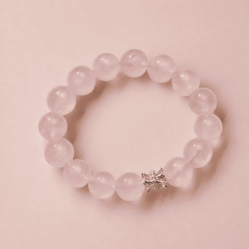 Natural Rose Quartz Crystal Bracelet Pink Gemstone Bracelet