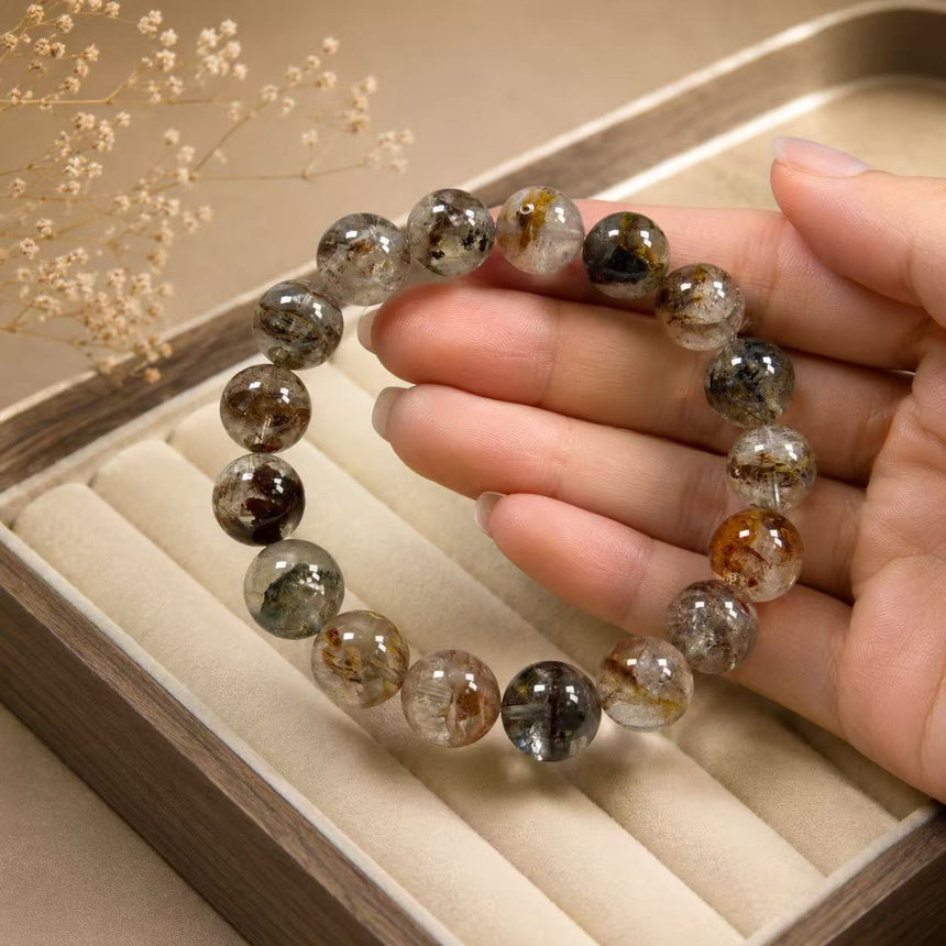 Natural Quartz Crystal Genuine Lodolite Gemstone Bracelet