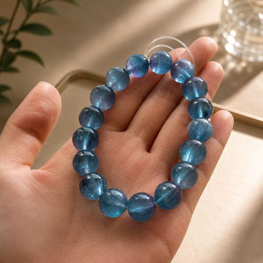 Natural Blue Apatite Crystal Beaded Bracelet