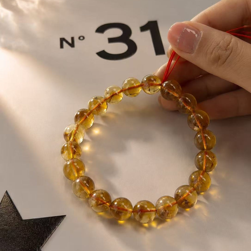 Natural Golden Citrine Yellow Gemstone Beaded Bracelet