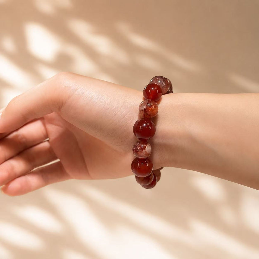 Natural Red Crystal Handmade Beaded Bracelet