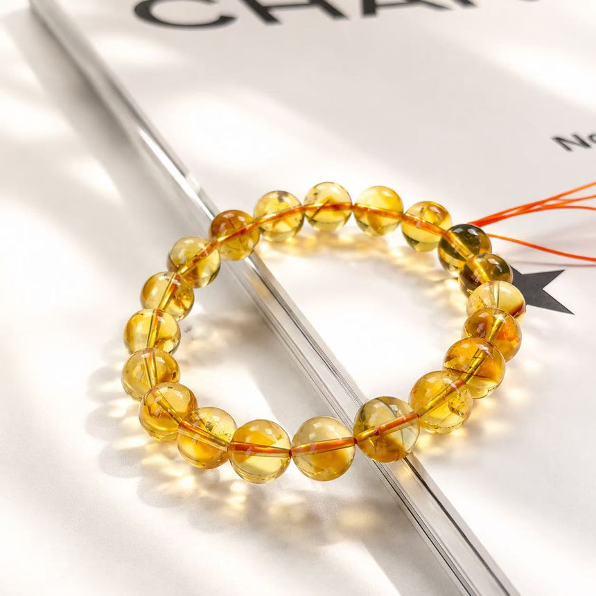 Natural Golden Citrine Yellow Gemstone Beaded Bracelet