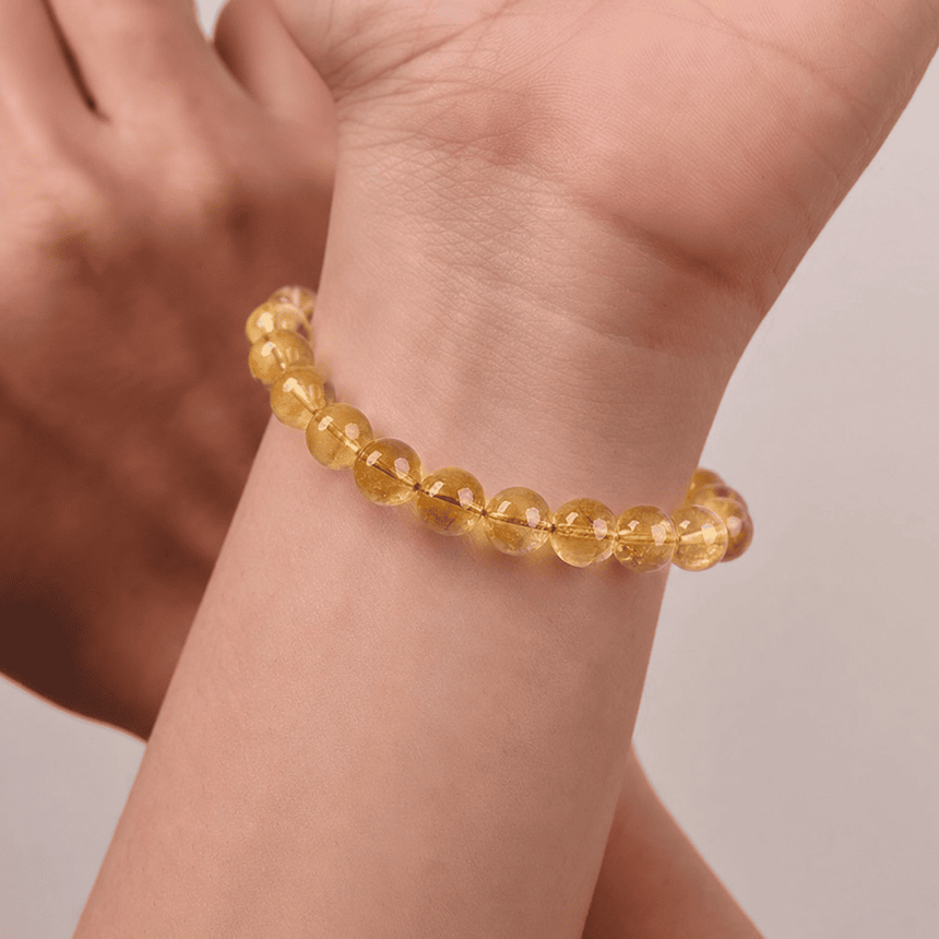 Natural Golden Genuine Yellow Citrine Crystal Bracelet
