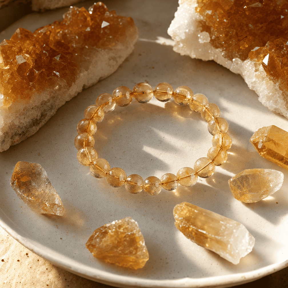 Natural Golden Genuine Yellow Citrine Crystal Bracelet