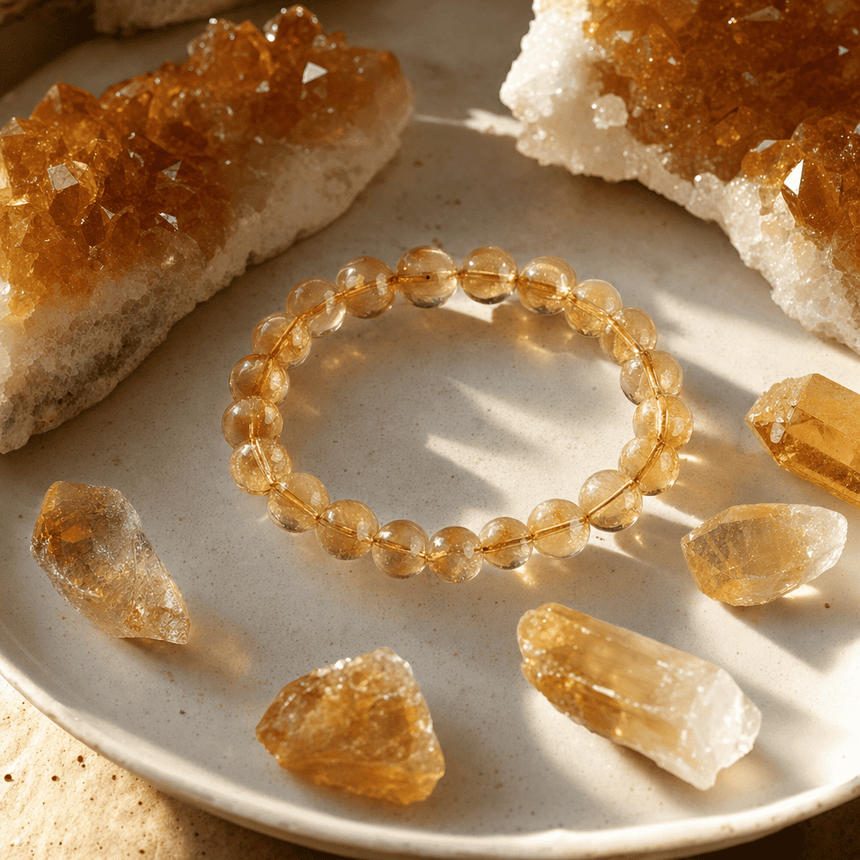 Natural Golden Genuine Yellow Citrine Crystal Bracelet