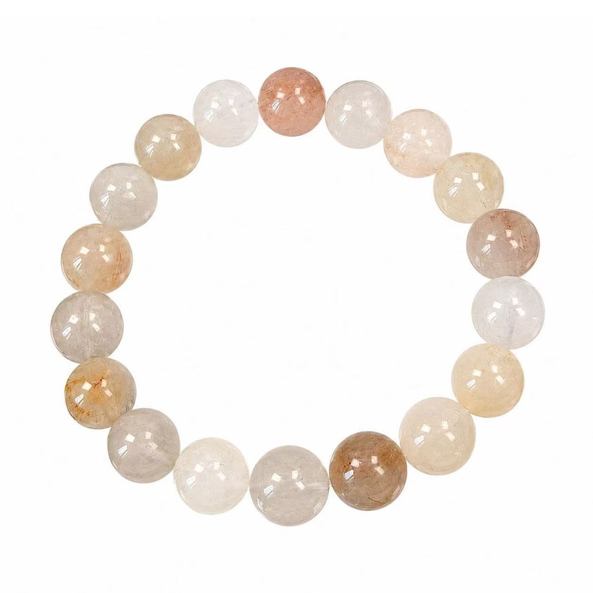Natural Multi-Color Rutilated Quartz Crystal Beaded Bracelet