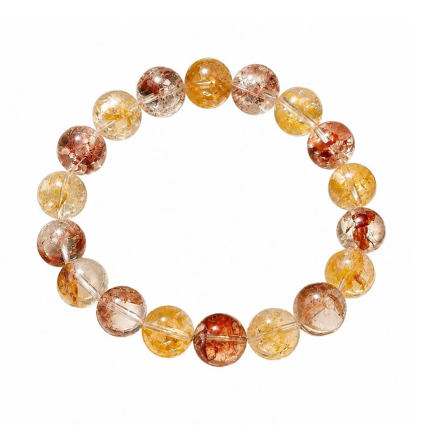 Natural Multi-Color Rutilated Quartz Crystal Bracelet