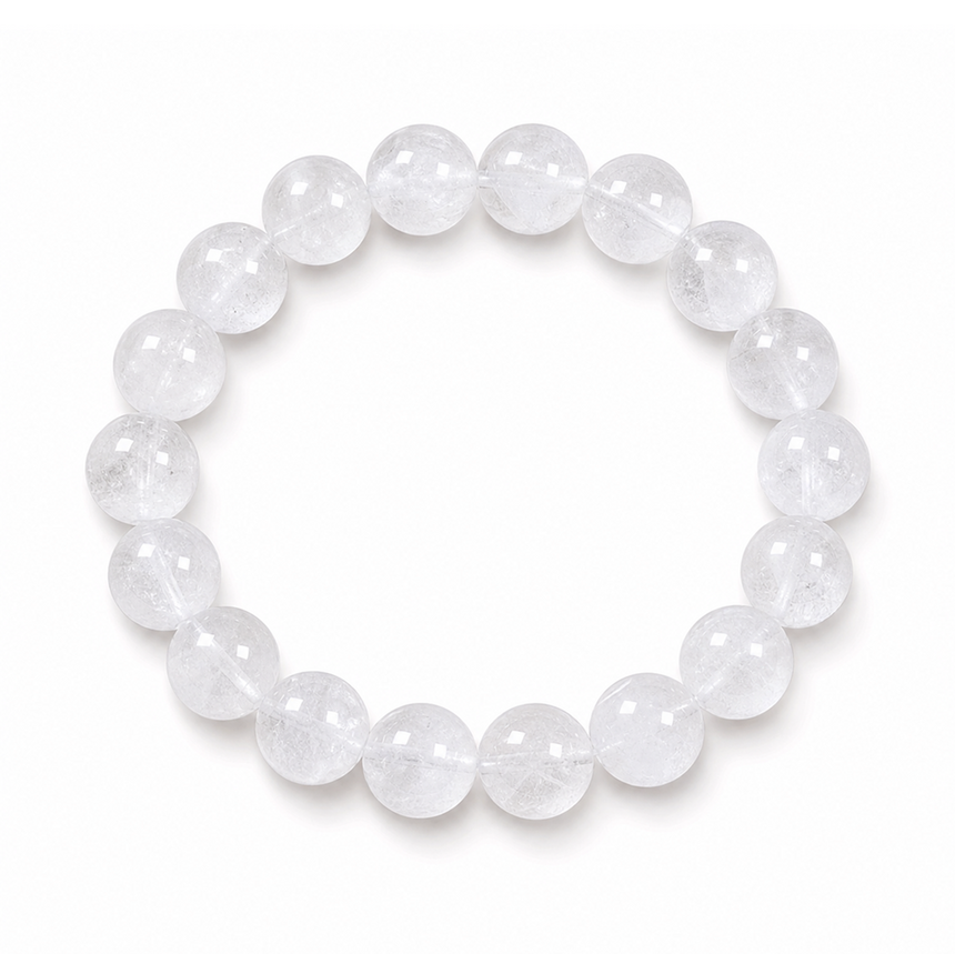 Natural White Moonstone Crystal Beaded Bracelet