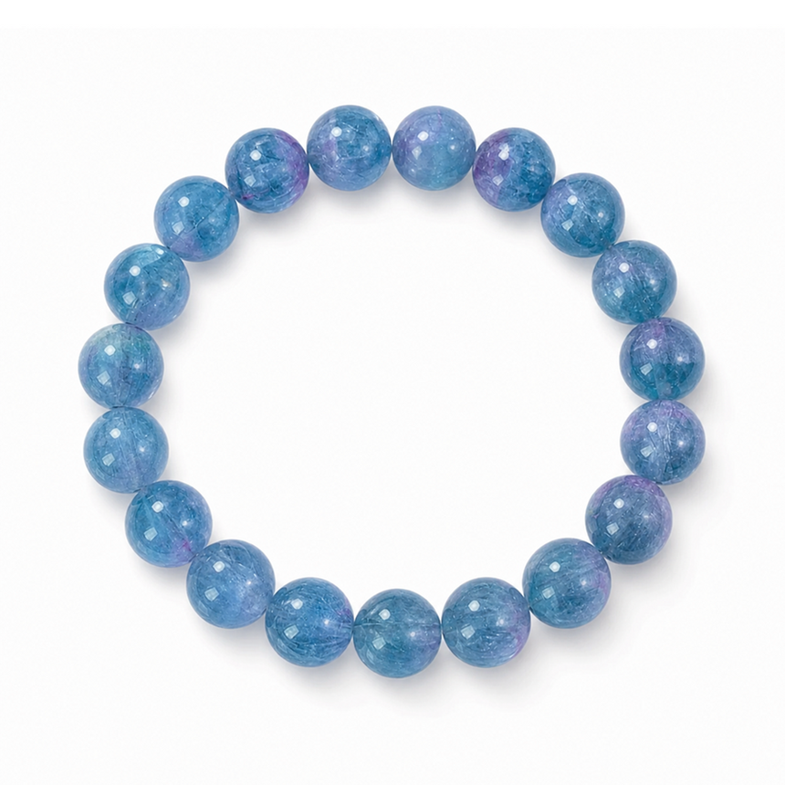 Natural Blue Apatite Crystal Beaded Bracelet