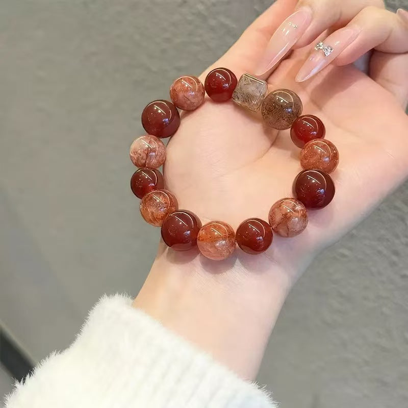 Natural Red Crystal Handmade Beaded Bracelet