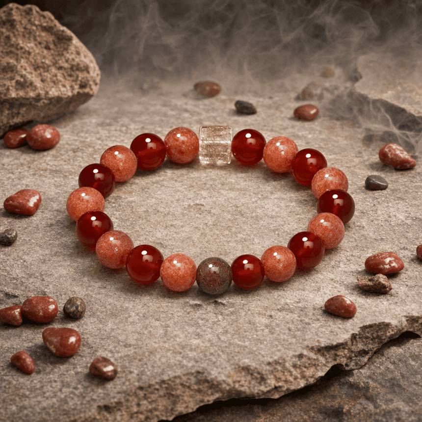 Natural Red Crystal Handmade Beaded Bracelet