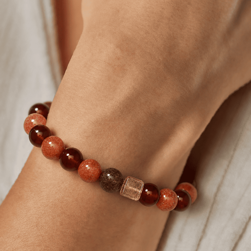 Natural Red Crystal Handmade Beaded Bracelet