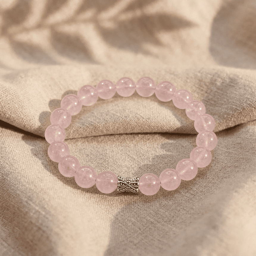 Natural Rose Quartz Crystal Bracelet Pink Gemstone Bracelet