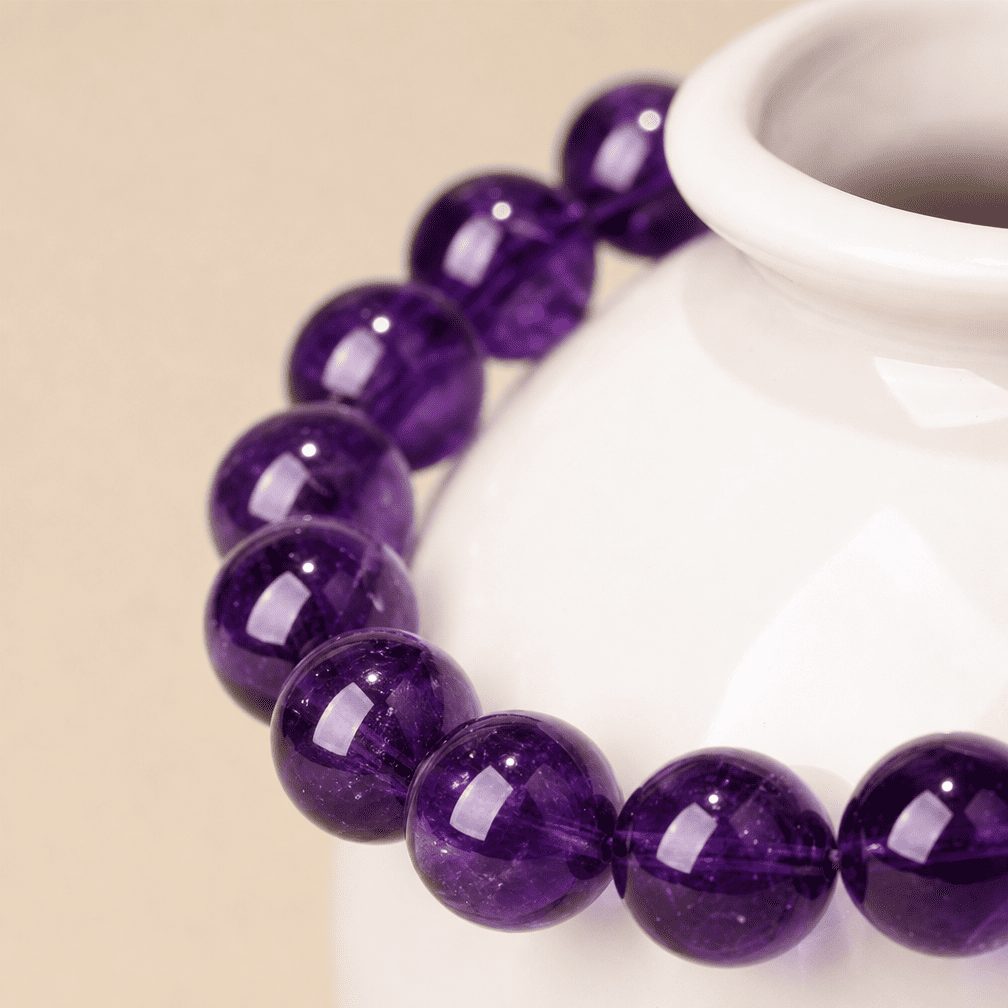 Natural Amethyst Crystal Beaded Bracelet Purple Gemstone Bracelet