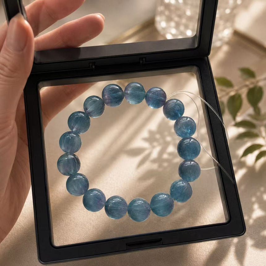 Natural Blue Apatite Crystal Beaded Bracelet