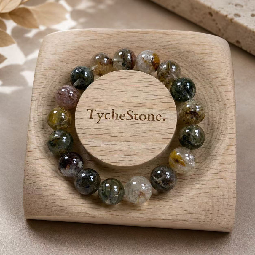 Natural Quartz Crystal Genuine Lodolite Gemstone Bracelet