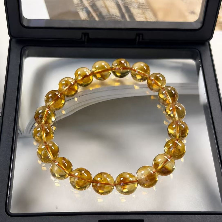 Natural Golden Citrine Yellow Gemstone Beaded Bracelet